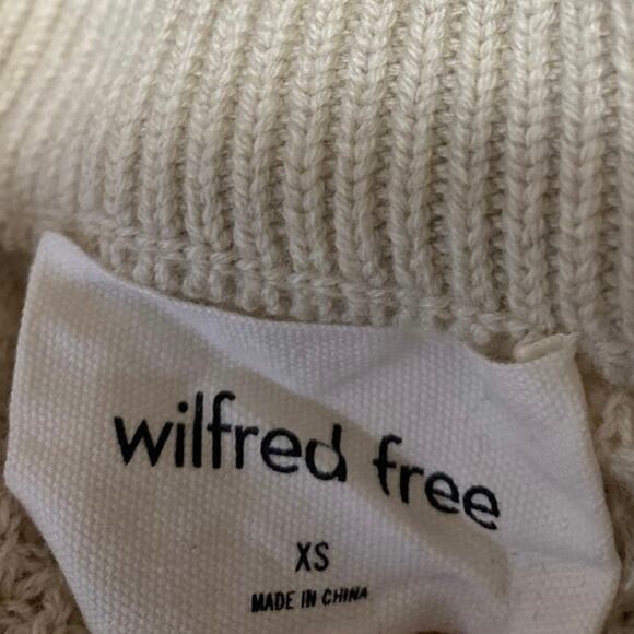 Aritzia Wilfred Cream Wool Waffle Knit Mock Neck Long Sleeve Sweater Top Size XS - Picture 3 of 4